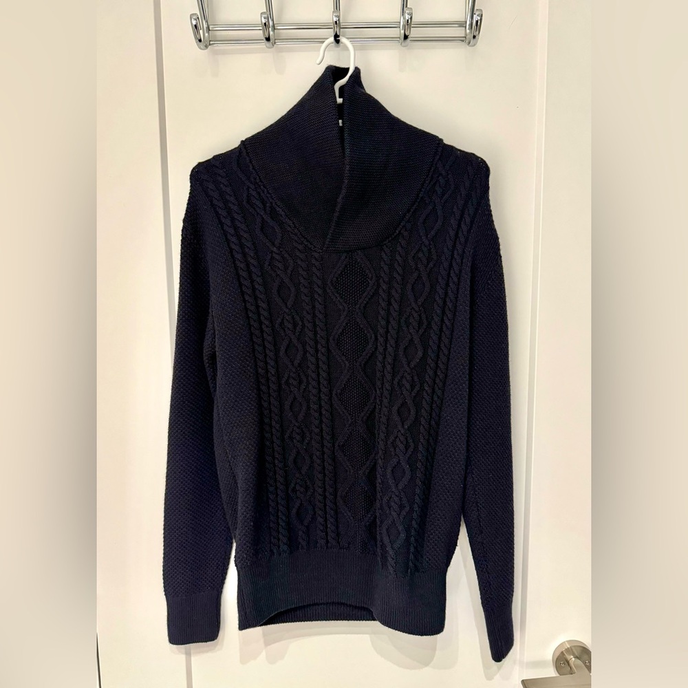 Zara Men's Navy Cable Knit Sweater